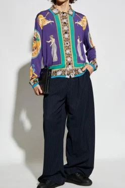 Versace PURPLE Silk cardigan with print