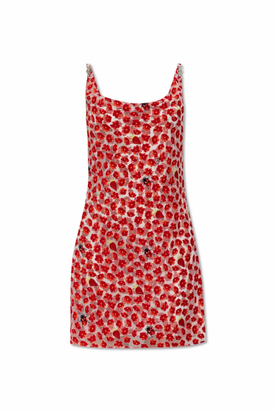 Versace RED Draped dress with floral motif