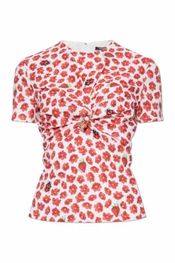 Versace RED Silk top with floral motif