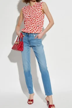 Versace RED Silk top with floral motif
