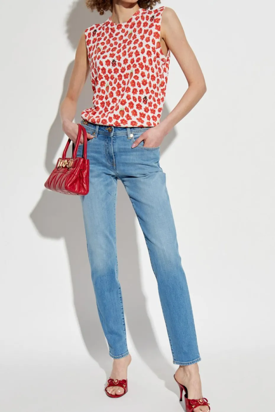 Versace RED Silk top with floral motif