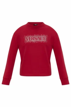 Versace RED Sweatshirt with Shimmering Crystals