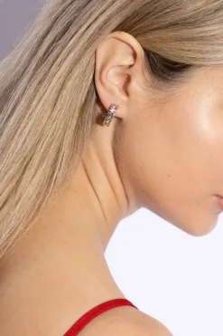 Versace SILVER Brass earrings with logo