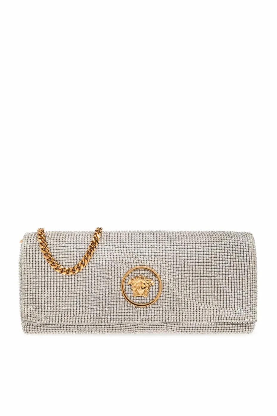 Versace SILVER Clutch with shimmering crystals