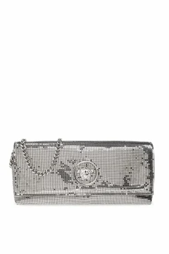 Versace SILVER Clutch with shimmering crystals