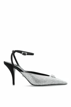 Versace SILVER Heeled shoes with shimmering sequins