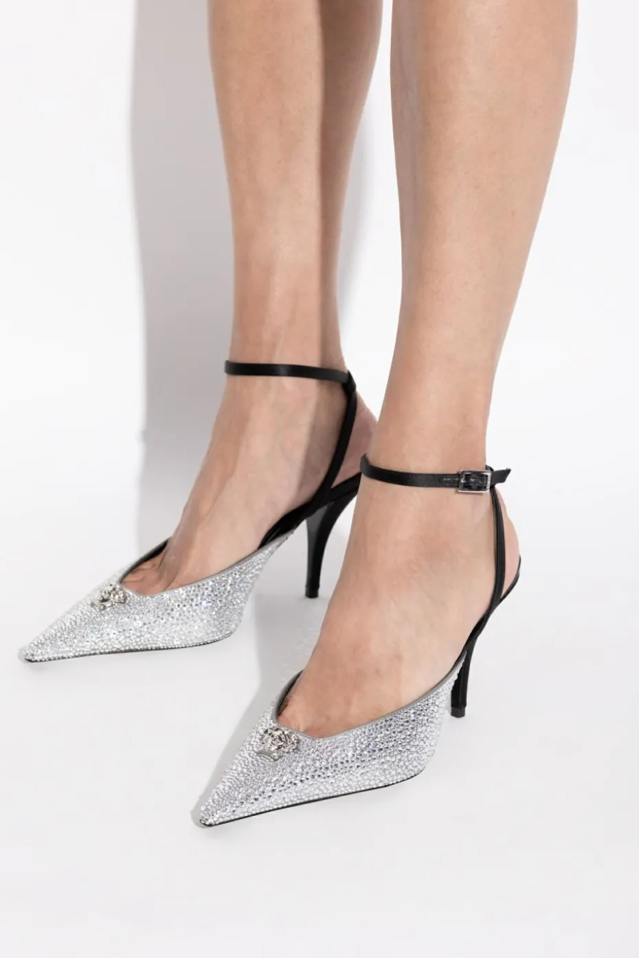 Versace SILVER Heeled shoes with shimmering sequins