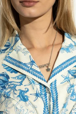 Versace SILVER Necklace with a "logo" shaped pendant