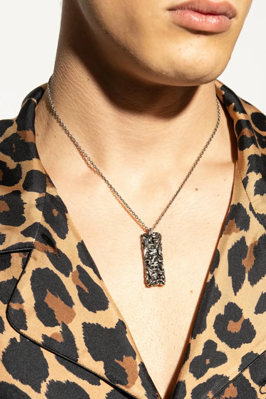 Versace SILVER Necklace with a logo pendant