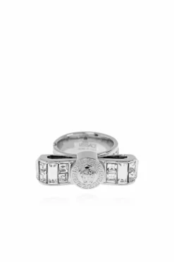 Versace SILVER Ring with shimmering crystals
