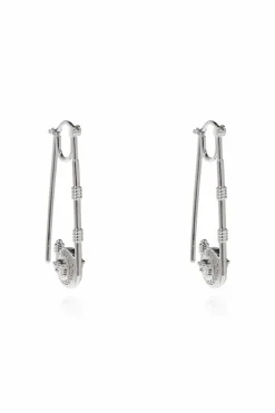 Versace SILVER Safety pin-shaped earrings