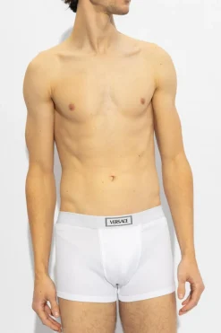 Versace WHITE Ribbed boxers with logo