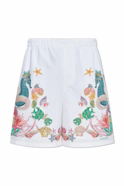 Versace WHITE Shorts with "Coral Theatre" print