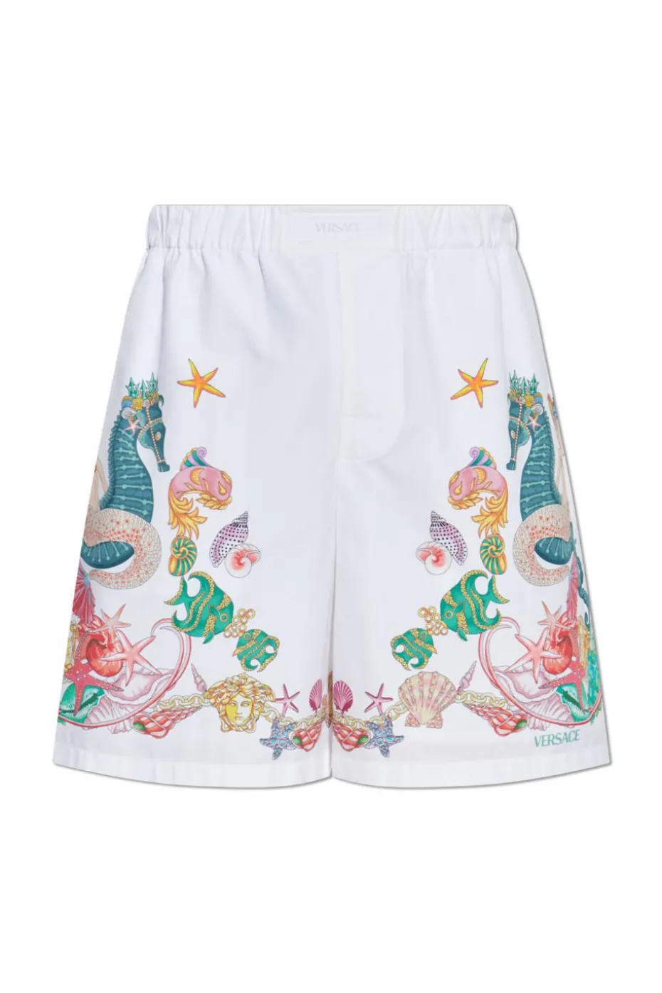 Versace WHITE Shorts with "Coral Theatre" print