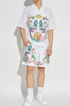 Versace WHITE Shorts with "Coral Theatre" print