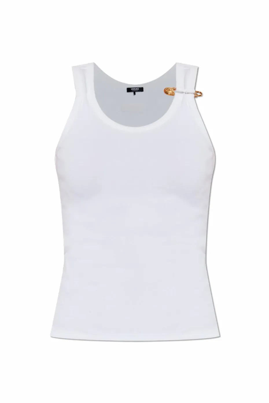 Versace WHITE Top with a decorative safety pin