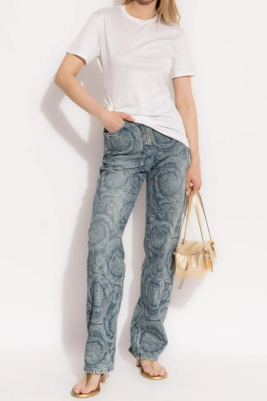 Versace WHITE Top with decorative safety pin