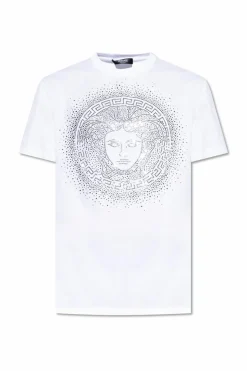 Versace WHITE T-shirt with shimmering appliquƩs