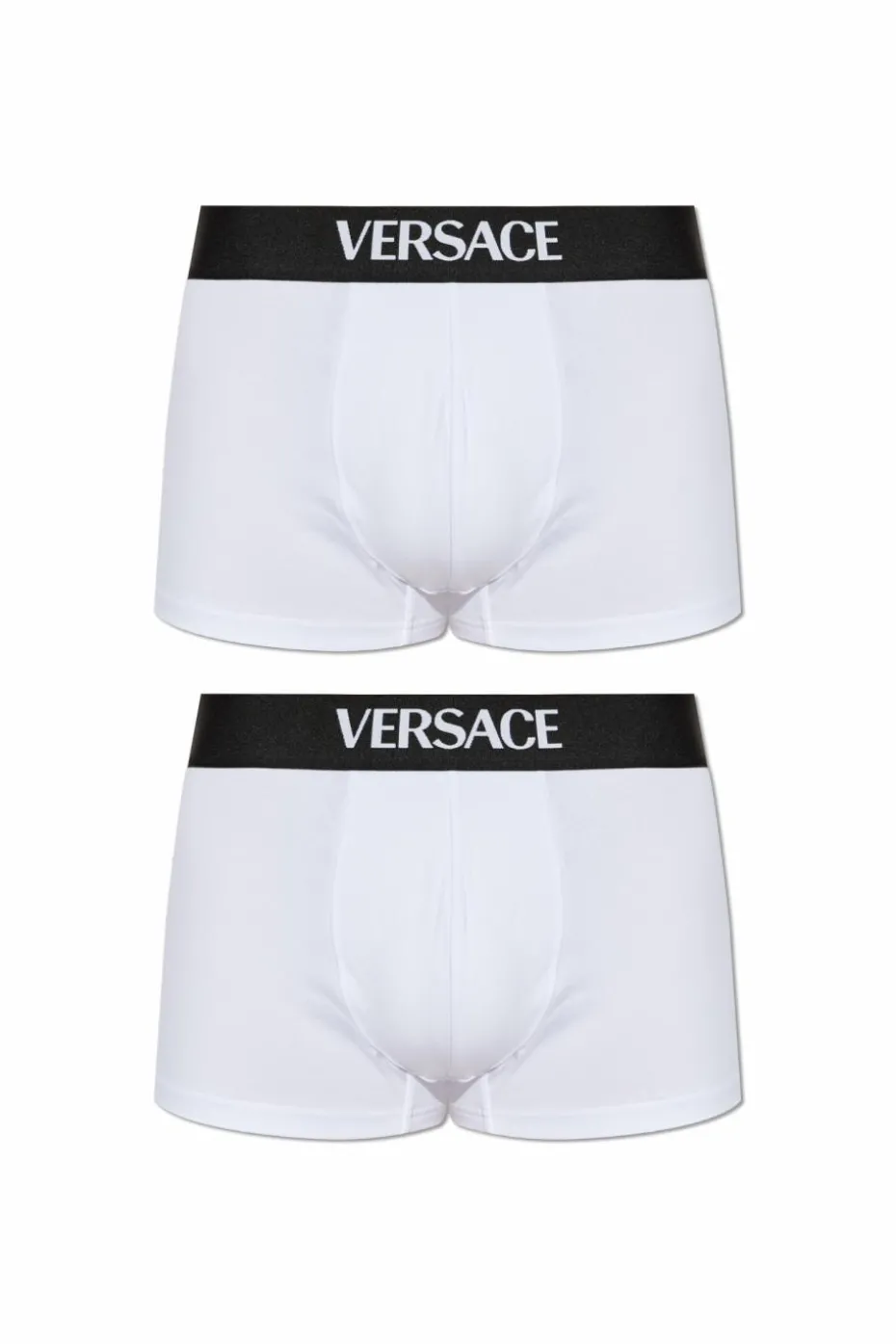 Versace WHITE Two-pack of cotton boxer briefs with logo