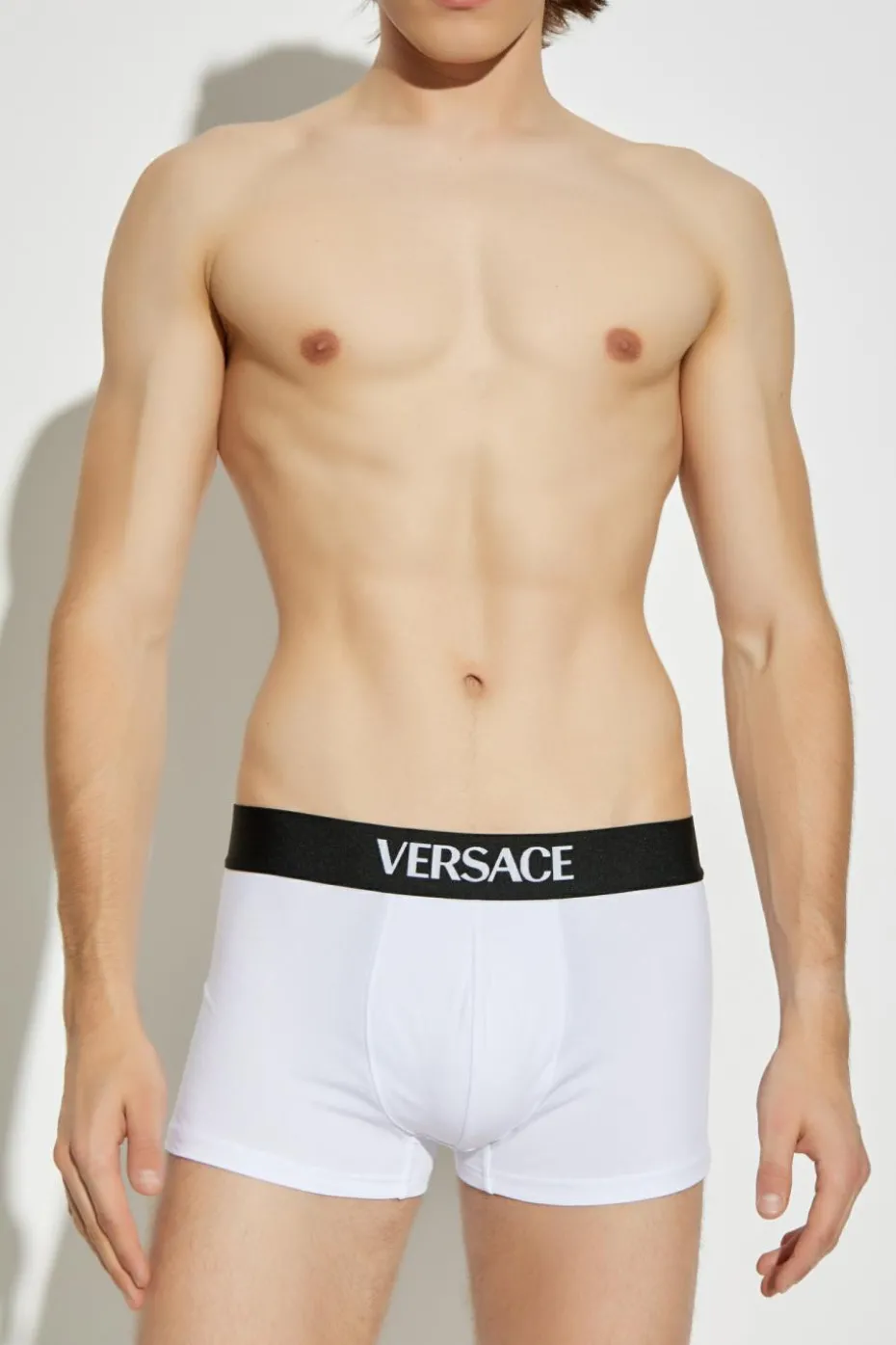 Versace WHITE Two-pack of cotton boxer briefs with logo