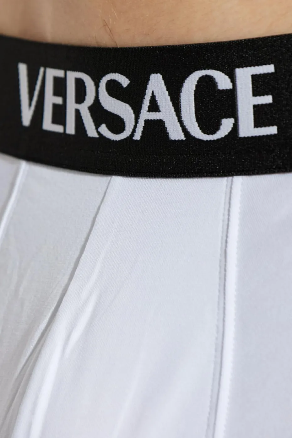 Versace WHITE Two-pack of cotton boxer briefs with logo