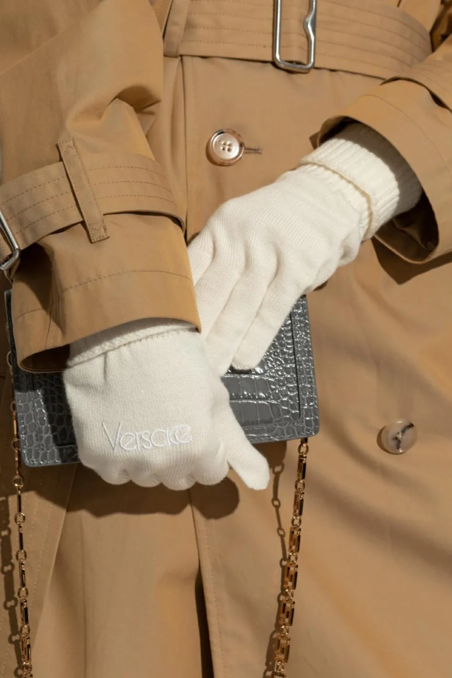 Versace WHITE Woolen gloves