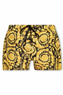 Versace YELLOW Barocco-printed swim shorts