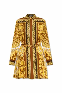 Versace YELLOW Silk dress with belt