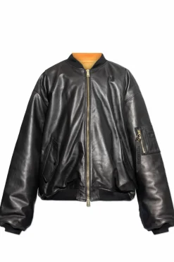 VETEMENTS BLACK Leather jacket type bomber