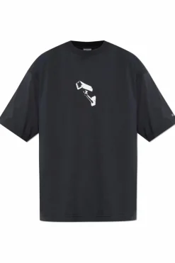 VETEMENTS BLACK T-shirt with print