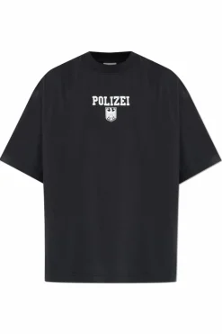 VETEMENTS BLACK T-shirt with print