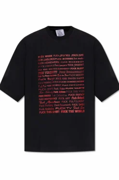 VETEMENTS BLACK T-shirt with print