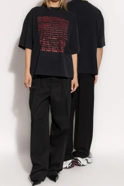 VETEMENTS BLACK T-shirt with print