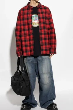 VETEMENTS RED Padded shirt with plaid pattern