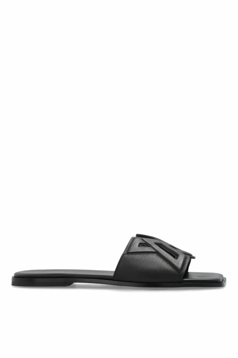 Vic Matie BLACK Leather slides with logo