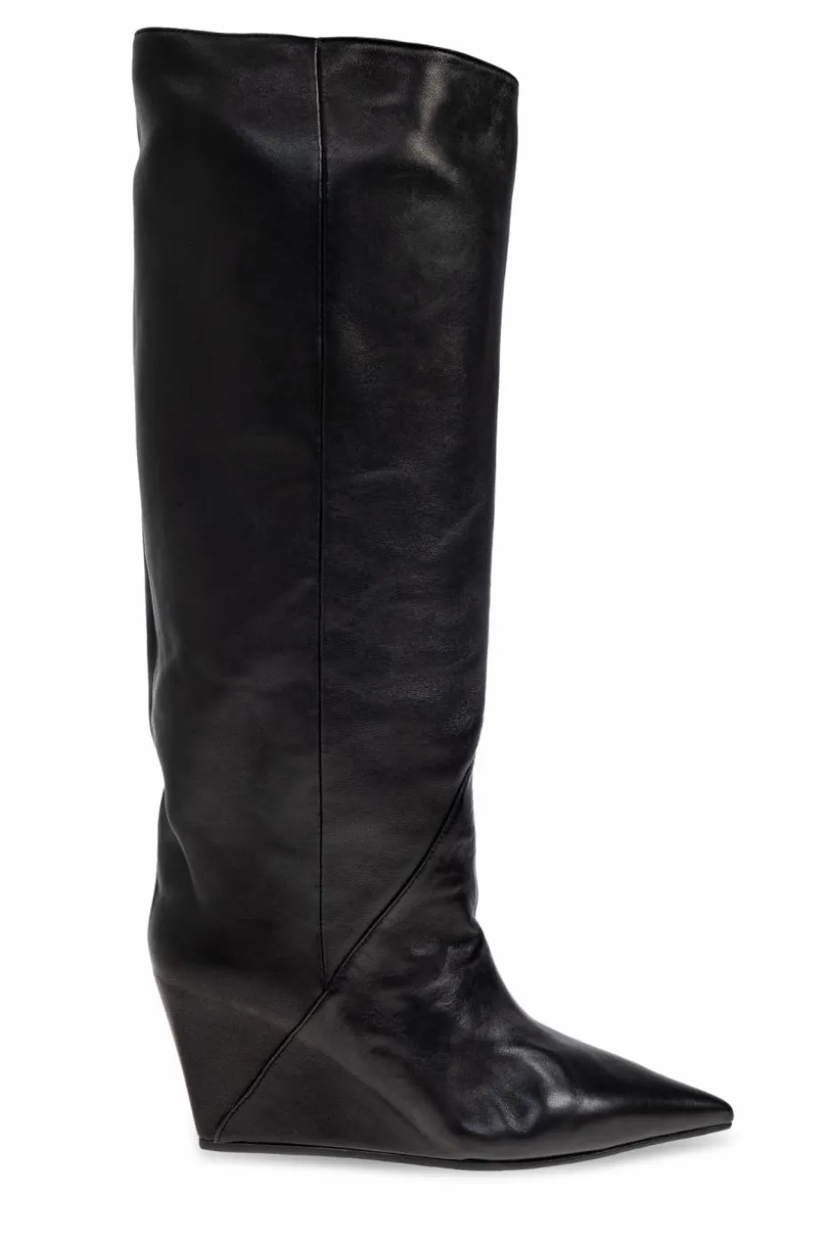 Vic Matie BLACK Leather wedge boots
