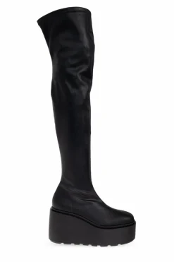 Vic Matie BLACK Leather wedge-heeled boots