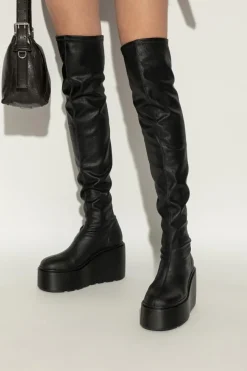 Vic Matie BLACK Leather wedge-heeled boots