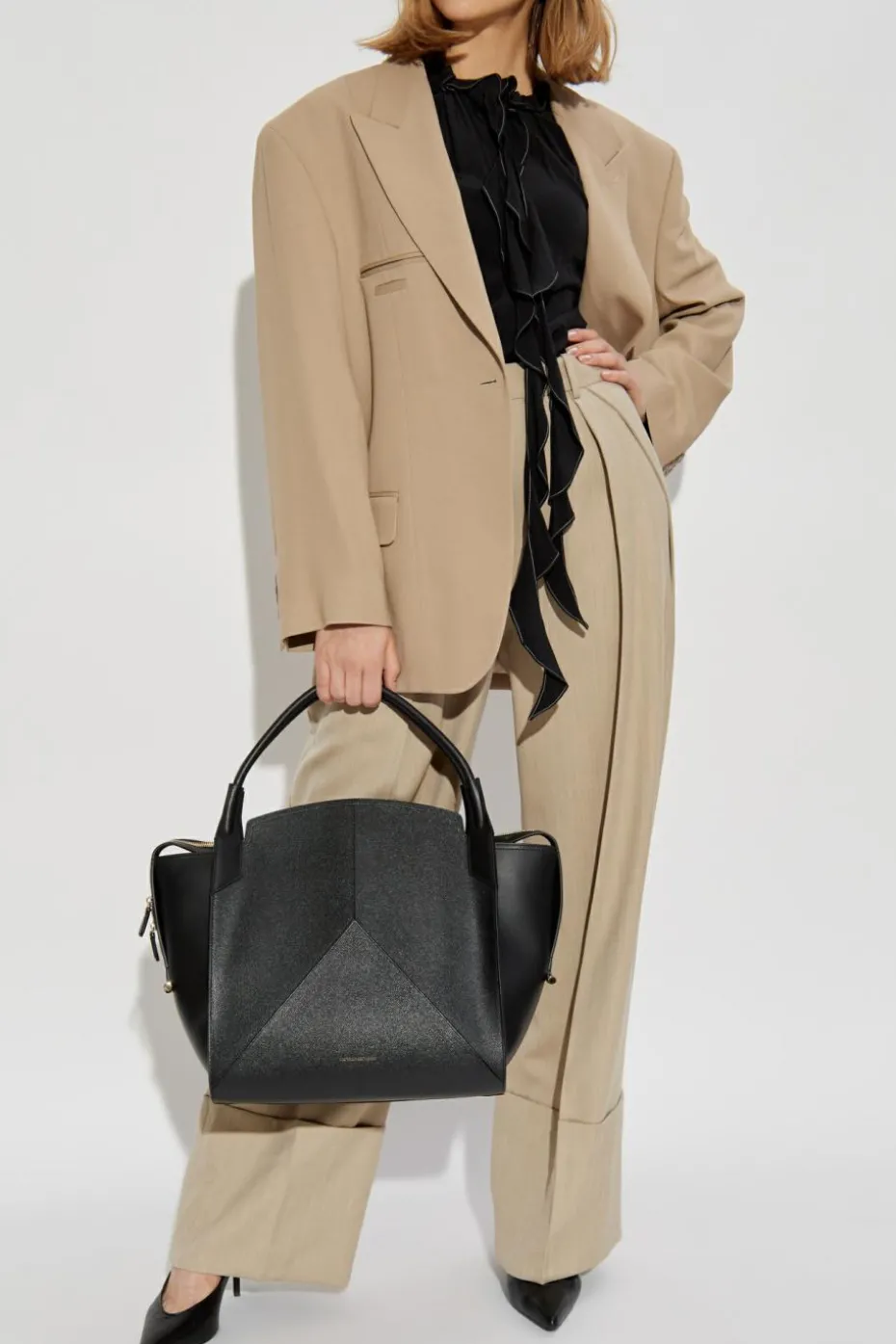 Victoria Beckham beige Wide-leg pants