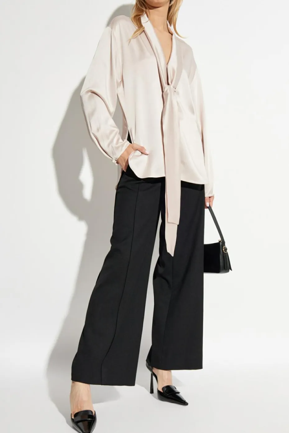 Victoria Beckham BLACK Pants with satin waistband