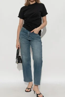Victoria Beckham BLACK T-shirt with side draping