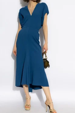 Victoria Beckham BLUE Dress with V-neckline