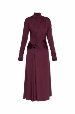 Victoria Beckham BURGUNDY Dress with stand-up collar