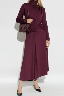 Victoria Beckham BURGUNDY Dress with stand-up collar