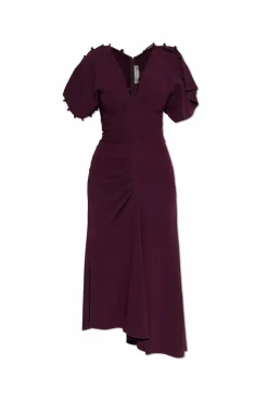 Victoria Beckham BURGUNDY Dress with front slit