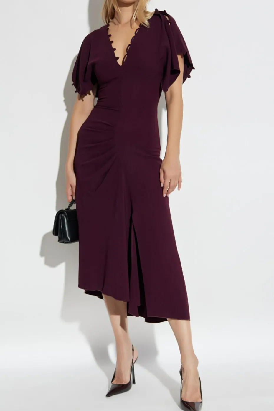 Victoria Beckham BURGUNDY Dress with front slit