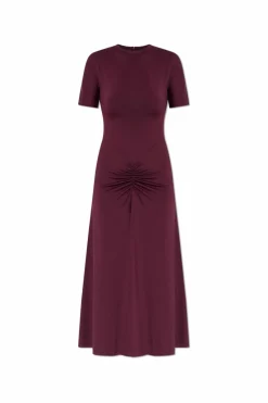 Victoria Beckham BURGUNDY Draped dress