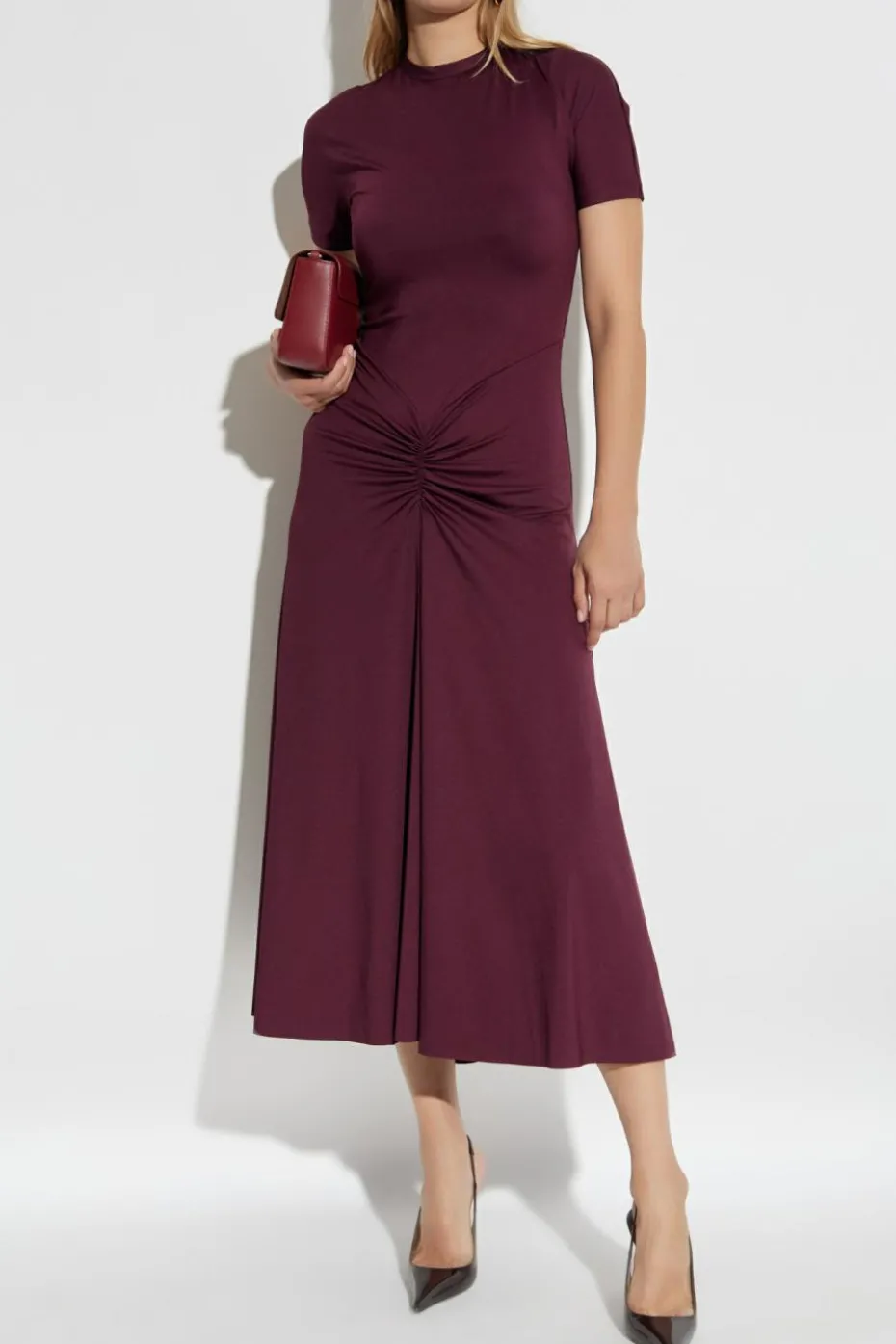 Victoria Beckham BURGUNDY Draped dress