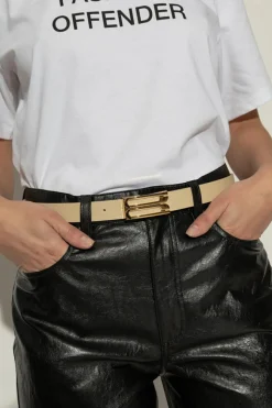 Victoria Beckham cream Leather belt