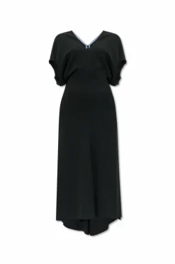 Victoria Beckham GREEN Asymmetrical dress with V-neckline